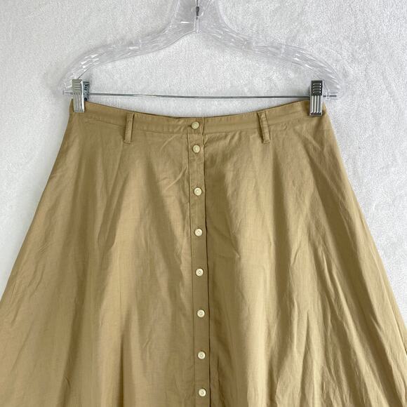 Lauren Ralph Lauren Button Front Pintuck Hem A-Line Flare Skirt Size 10P Tan - Picture 6 of 9
